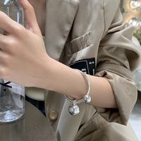 European And American Fashion Glossy Simple Ball Square Copper Opening Bracelet main image 4