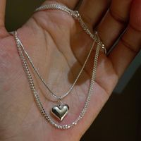 Fashion Double-layer Heart Necklace New Women's Light Luxury Copper Collarbone Chain main image 3