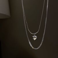 Fashion Double-layer Heart Necklace New Women's Light Luxury Copper Collarbone Chain main image 5