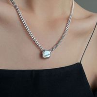 Collar Cuadrado Con Incrustaciones De Diamantes Coreanos, Cadena De Clavícula De Cobre Ligera De Lujo Para Mujer main image 1