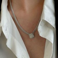 Korean Diamond-encrusted Square Necklace Female Light Luxury Copper Collarbone Chain main image 6