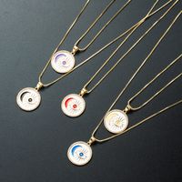 Devil's Eye Moon Pendant Necklace Copper Gold Plated Oil Micro-set Zircon Necklace main image 2