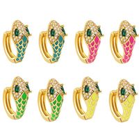 New Snake-shaped Ear Buckle Bohemian Color Oil Drop Earrings Copper Jewelry main image 1