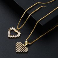 Fashion Copper Gold-plated Zircon Hollow Heart-shaped Pendant Necklace Female main image 3