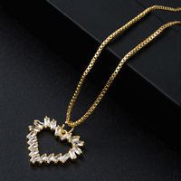 Fashion Copper Gold-plated Zircon Hollow Heart-shaped Pendant Necklace Female main image 4