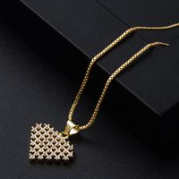 Fashion Copper Gold-plated Zircon Hollow Heart-shaped Pendant Necklace Female main image 5