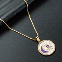 Devil's Eye Moon Pendant Necklace Copper Gold Plated Oil Micro-set Zircon Necklace sku image 3