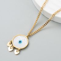 Europe And The United States Wholesale Devil's Eye Shell Titanium Steel Necklace Wholesale sku image 2