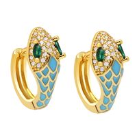 New Snake-shaped Ear Buckle Bohemian Color Oil Drop Earrings Copper Jewelry sku image 2