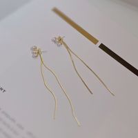 Elegant Pearl Stud Earrings Fairy Long Tassel Earrings sku image 1