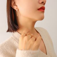 Korean New Imitation Pearl Tassel Titanium Steel Earrings main image 4