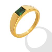 New Green Diamond Zircon Inlaid Ring Titanium Steel Ring main image 5