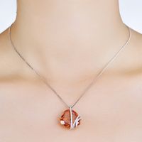New Fashion Orange Heart Pendant Female S925 Silver Necklace Clavicle Chain main image 3