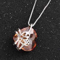 New Fashion Orange Heart Pendant Female S925 Silver Necklace Clavicle Chain main image 4