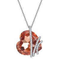 New Fashion Orange Heart Pendant Female S925 Silver Necklace Clavicle Chain main image 5