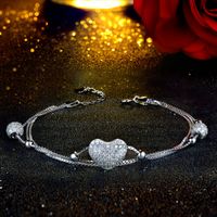 Bracelet En Argent 925 Bijoux Coréens Coeur Cercle Perles Diamant Bracelet Multicouche main image 3