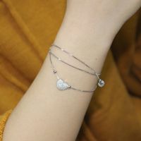 Bracelet En Argent 925 Bijoux Coréens Coeur Cercle Perles Diamant Bracelet Multicouche main image 4