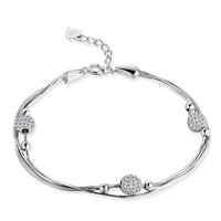 Bracelet En Argent 925 Bijoux Coréens Coeur Cercle Perles Diamant Bracelet Multicouche main image 5