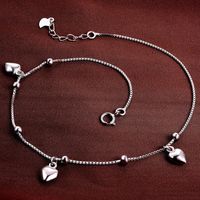 Cadeau De Petite Amie S925 Bracelet De Cheville En Argent Été Doux Frais Amour Bijoux De Cheville En Argent main image 1