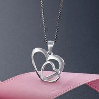 Simple Hollow Double Heart S925 Silver Simple Pendant No Chain main image 3