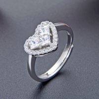 Fashion Heart-shape Inlaid Zirconium S925 Silver Ring main image 1