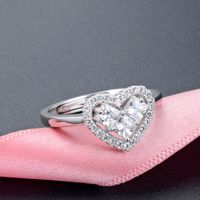 Fashion Heart-shape Inlaid Zirconium S925 Silver Ring main image 3