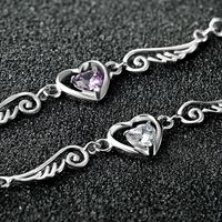 S925 Sterling Silver Heart Diamond Wings Bijoux En Argent Simples Coréens main image 3