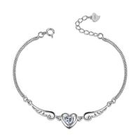 S925 Sterling Silver Heart Diamond Wings Bijoux En Argent Simples Coréens main image 5