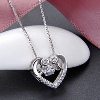 Hollow Heart Inlaid Zircon S925 Silver Necklace Pendant No Chain main image 3