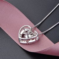 Hollow Heart Inlaid Zircon S925 Silver Necklace Pendant No Chain main image 4