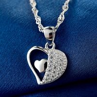 S925 Silver Pendant Fashion Micro-encrusted Zircon Heart Pendant No Chain main image 1