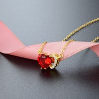 Double Heart-shaped Red Diamond Necklace Female S925 Sterling Silver Jewelry main image 3