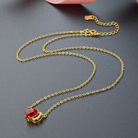 Double Heart-shaped Red Diamond Necklace Female S925 Sterling Silver Jewelry main image 4