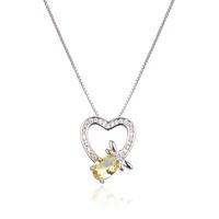 Simple Fashion Yellow S925 Silver Zircon Clavicle Chain Heart-shaped Pendant main image 5