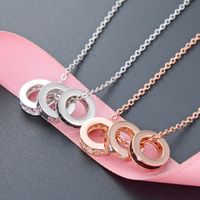 New Three-ring Circle Pendant Korean Version S925 Sterling Silver Zircon Clavicle Chain main image 3