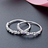 أزياء الماس والمجوهرات الإبداعية الكورية S925 خاتم الفضة الاسترليني على شكل قلب main image 3