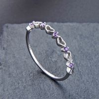 أزياء الماس والمجوهرات الإبداعية الكورية S925 خاتم الفضة الاسترليني على شكل قلب main image 4