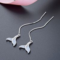 Boucles D&#39;oreilles En Queue De Poisson À La Mode Boucles D&#39;oreilles En Zircon En Argent Sterling S925 Coréen main image 3