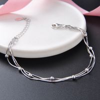 S925 Sterling Silver Beads Three-layer Fashion Jewelry Bracelet Korean Snake Bones Chain main image 4