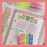 Simple Candy Color Double-headed Highlighter Students Marker Pen main image 4