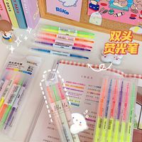 Simple Candy Color Double-headed Highlighter Students Marker Pen main image 5