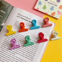 Retro Pink Female Round Tail Clip Metal Long Tail Clip Bill Test Paper Folder main image 5