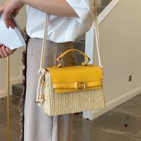 Neue Trendige Messenger Stroh Gewebte Mode Handtasche In Kontrastfarbe main image 4
