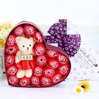 Roses Soap Flower Heart-shaped Gift Box Bear Big Bow Paper Box main image 3