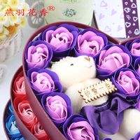 Roses Soap Flower Heart-shaped Gift Box Bear Big Bow Paper Box main image 5