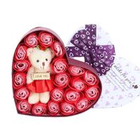 Roses Soap Flower Heart-shaped Gift Box Bear Big Bow Paper Box main image 6