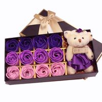 12 Roses Soap Flower Gift Box Plus Bear Valentine&#39;s Day Children&#39;s Day Small Gift Birthday Gift Graduation Gift main image 6