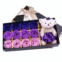 Teacher's Day Small Gifts 12 Roses Soap Flowers And Bears Gift Box main image 2
