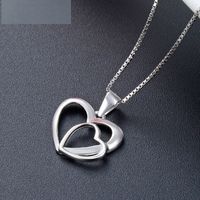 Simple Hollow Double Heart S925 Silver Simple Pendant No Chain sku image 1