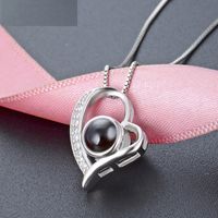 Simple Hollow Heart Zircon Pendant S925 Silver Pendant No Chain sku image 1